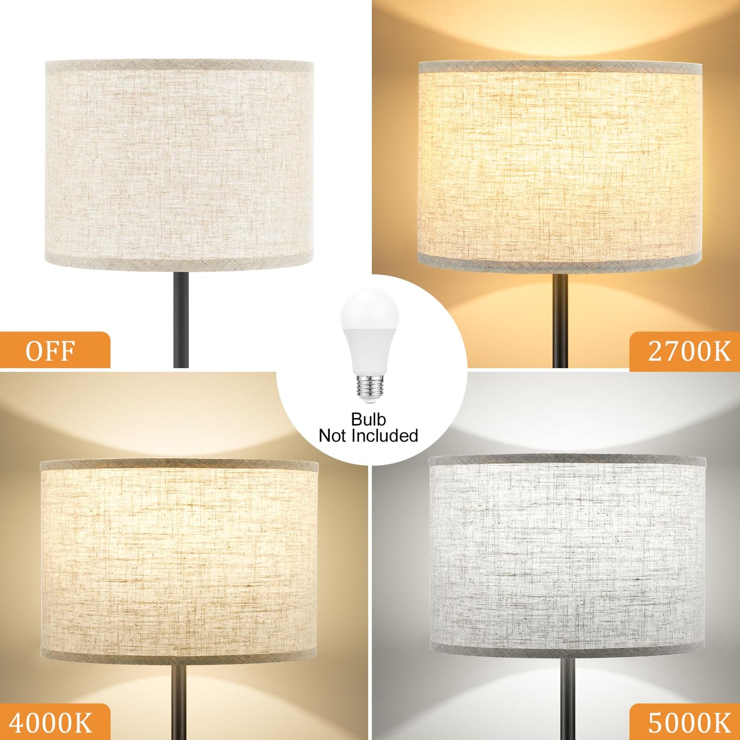 Modern Floor Lamp Simple Design with White Shade, Foot Pedal Switch, 60" Small Tall Lamps for Living Room Bedroom Office Dining Room Kitchen, Black Pole Lamp(Without Bulb)