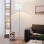 Modern Floor Lamp Simple Design with White Shade, Foot Pedal Switch, 60" Small Tall Lamps for Living Room Bedroom Office Dining Room Kitchen, Black Pole Lamp(Without Bulb)