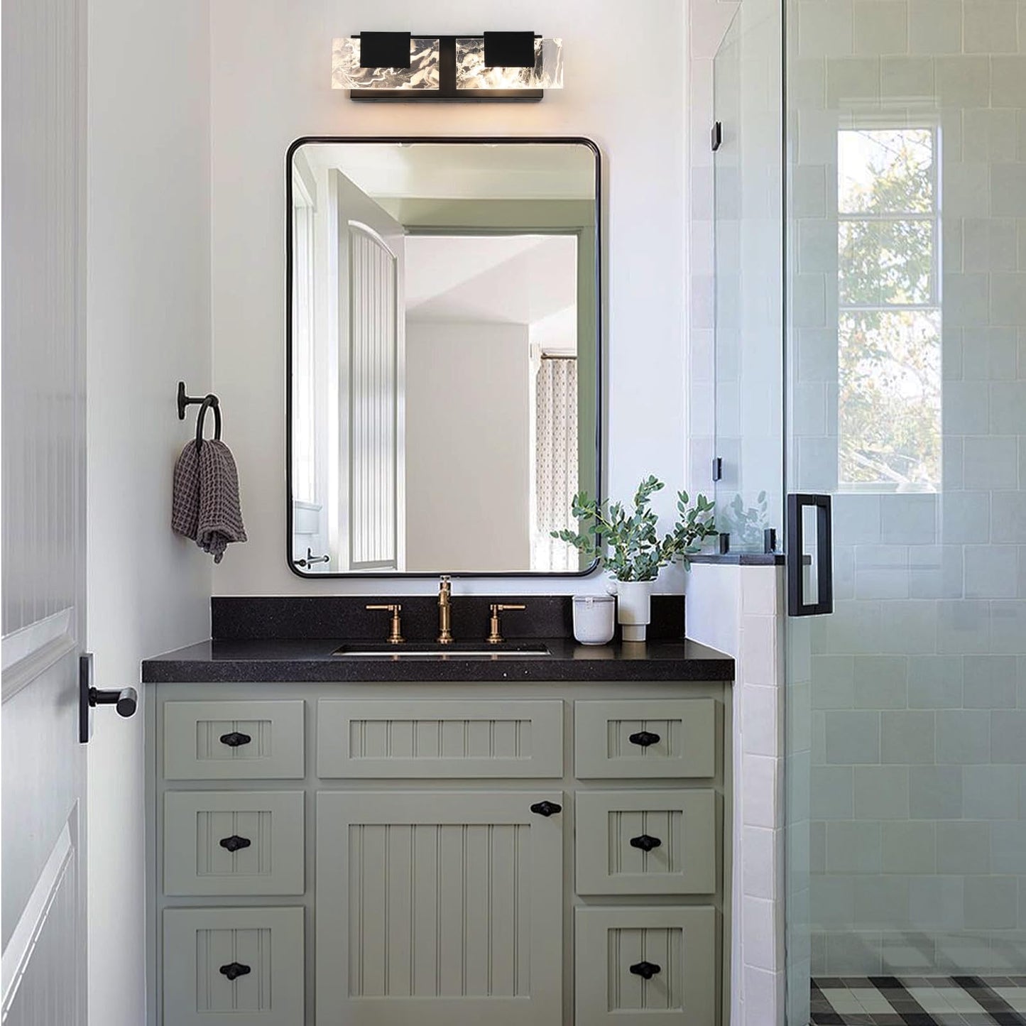 LED Bathroom Vanity Light: 24 inch Brushed Gold Acrylic Modern Lighting Fixtures - 3 Lights Contemporary Smoke Design Wall Lights Fixture Over Mirror 3000K