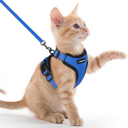 rabbitgoo Cat Harness and Leash for Walking, Escape Proof Soft Adjustable Vest Harnesses for Cats, Easy Control Breathable Reflective Strips Jacket, Black, XS