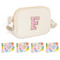 COSHAYSOO Pink Belt Bag Small Waist Fanny Pack Mini Crossbody Purse with Initial Preppy Letter Patch for Teen Girl Women Workout, Cross Body Chest Pouch Trending Birthday Gift Idea (S)
