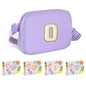COSHAYSOO Pink Belt Bag Small Waist Fanny Pack Mini Crossbody Purse with Initial Preppy Letter Patch for Teen Girl Women Workout, Cross Body Chest Pouch Trending Birthday Gift Idea (S)