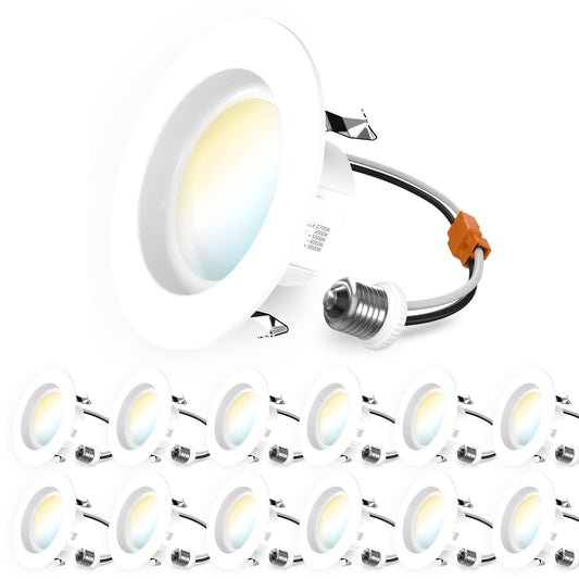 Sunco 12 Pack 5CCT Retrofit LED Recessed Lighting 6 Inch, 2700K/3000K/3500K/4000K/5000K Selectable, Dimmable Can Lights, Smooth Trim, 13W=75W, 965LM, Damp Rated, UL-Certified