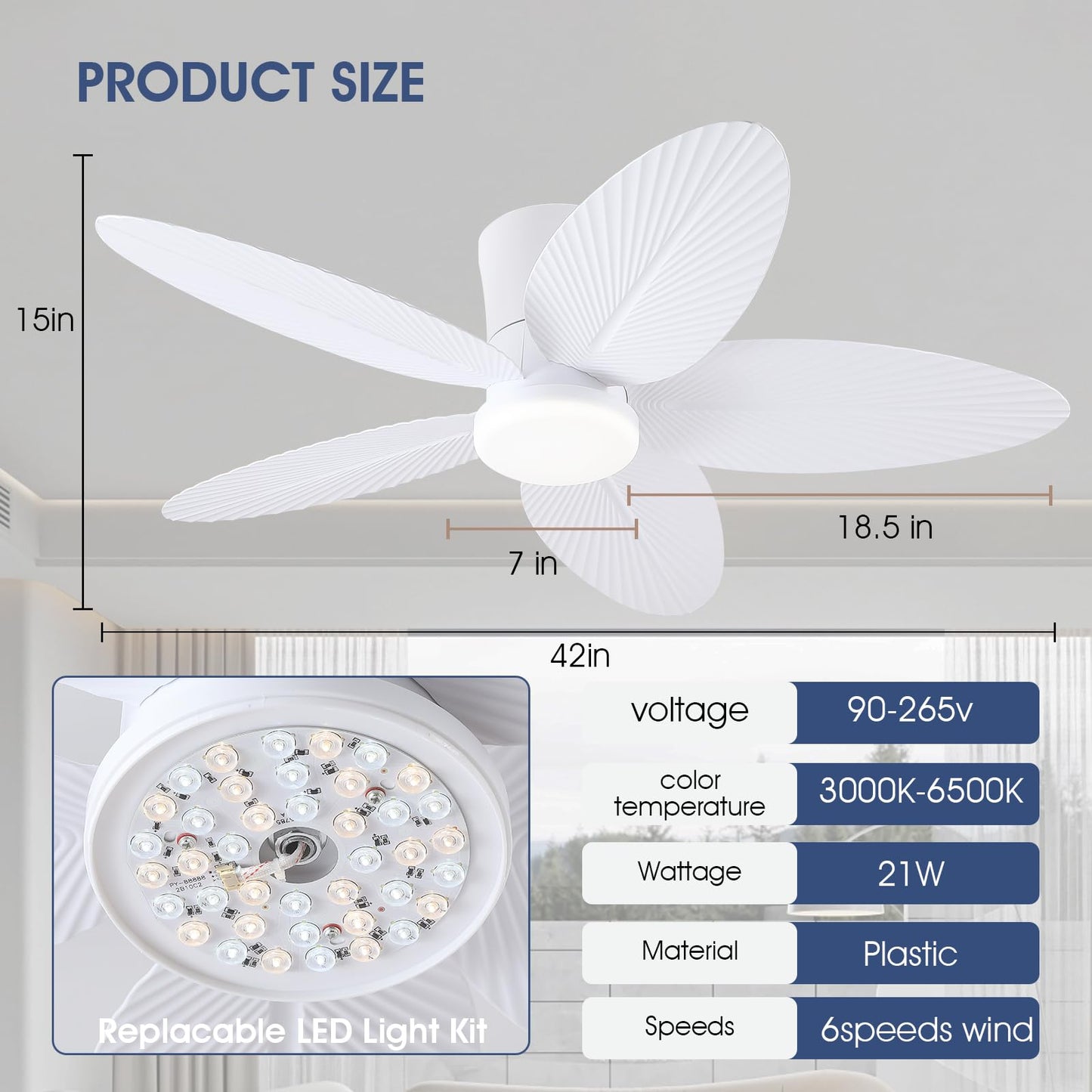 Ceiling Fans with Lights-36 Low Profile Ceiling Fan with Light and Remote/APP Control,Flush Mount,DC Reversible,LED Dimmable Blakc Ceiling Fans for Bedroom,Indoor/Outdoor Patio Use