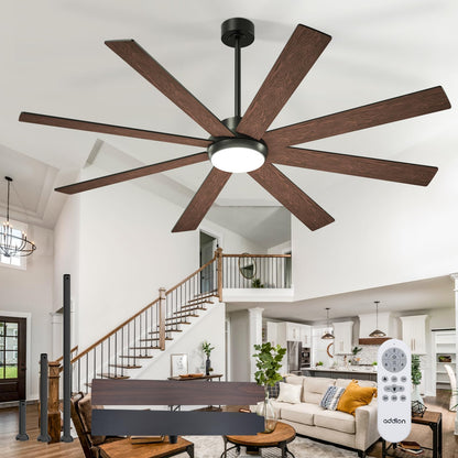 addlon 72 Inch Large Ceiling Fans with Lights, Black Ceiling Fan with Remote Control, Reversible, 5CCT, Dimmable, DC Motor, Modern Ceiling Fan for Living Room, Kitchen, Patio Indoor/Outdoor Use,