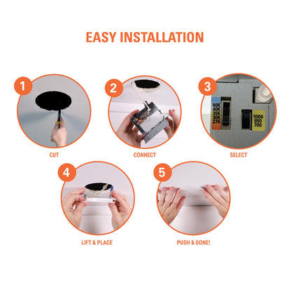 HALO HLB 4-Inch Thin Recessed Indoor/Outdoor Canless LED Downlight w/Selectable Color Temperatures 6-Pack HLB40699FS1EMWR-6PK