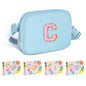 COSHAYSOO Pink Belt Bag Small Waist Fanny Pack Mini Crossbody Purse with Initial Preppy Letter Patch for Teen Girl Women Workout, Cross Body Chest Pouch Trending Birthday Gift Idea (S)