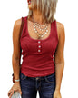 Saodimallsu Womens V Neck Tank Tops Summer Ribbed Sleeveless Henley Shirts Casual Loose Button Up Cami Knit Tees