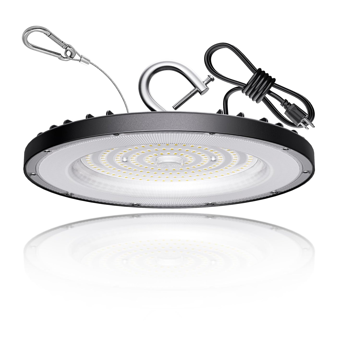 10 Pack UFO LED High Bay Light 200W, 30000 LM, 5000K Daylight, Commercial High Bay LED Shop Lights Fixture with 5' Cable US Hook for Warehouse Workshop Factory Barn Lighting