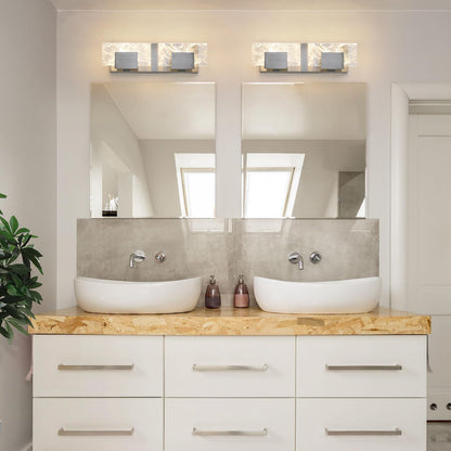 LED Bathroom Vanity Light: 24 inch Brushed Gold Acrylic Modern Lighting Fixtures - 3 Lights Contemporary Smoke Design Wall Lights Fixture Over Mirror 3000K