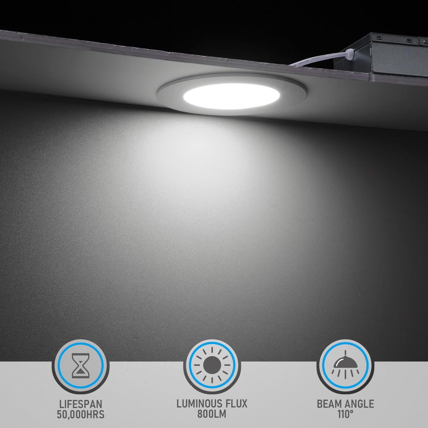 TORCHSTAR Basic Series 12-Pack 6 Inch Ultra-Thin LED Recessed Lighting with Junction Box, CRI90, Aluminum, 5000K Daylight, 5%-100% Dimmable Slim Recessed Downlight, 12W 1100LM, ETL and Energy Star