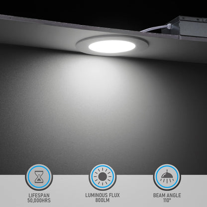 TORCHSTAR Basic Series 12-Pack 6 Inch Ultra-Thin LED Recessed Lighting with Junction Box, CRI90, Aluminum, 5000K Daylight, 5%-100% Dimmable Slim Recessed Downlight, 12W 1100LM, ETL and Energy Star