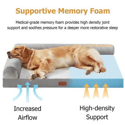 Orthopedic Memory Foam Dog Beds for Medium Dogs Waterproof Durable Dog Pet Bed Comfy Dog Couch Bed with Washable Removable Cover Bolster Kennel Pad for Dogs Up to 35lbs (M,30"x20"x6")