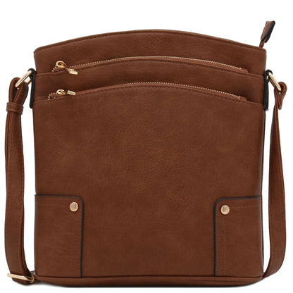 ALYSSA Triple Zip Pocket Large Crossbody Bag