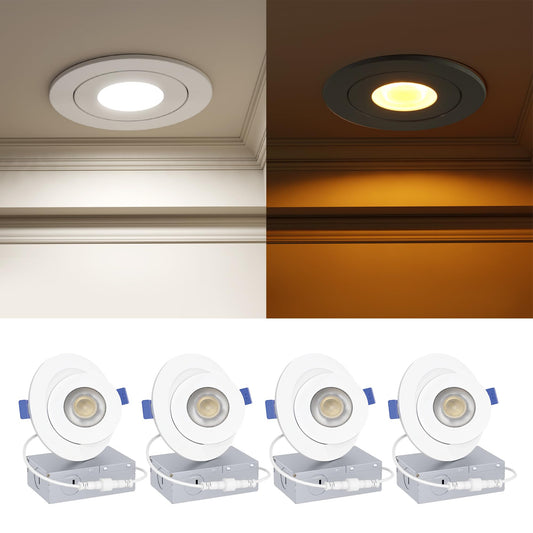 Ensenior 4 Pack 6 inch Gimbal Led Recessed Lighting with Night Light, 90° Rotatable and 2700K-5000K 5CCT Selectable, Dimmable Eyeball Recessed Lights, 1200LM, 12W=115W-FCC Certified