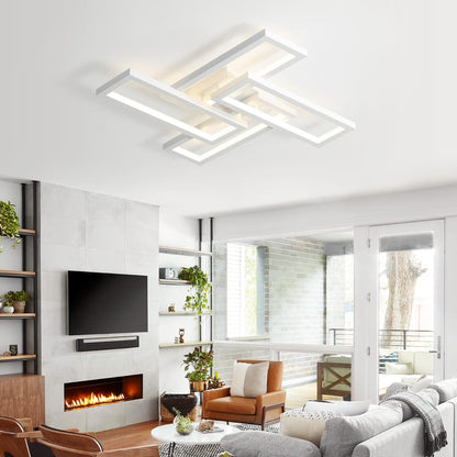 Modern LED Ceiling Light, kitchen light fixtures, Square LED Flush Mount Ceiling Light, APP and Remote Control Dimming with Memory 3000K-6500K for Dining Room, Living Room, Bedroom, Office (White)
