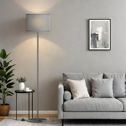 Modern Floor Lamp Simple Design with White Shade, Foot Pedal Switch, 60" Small Tall Lamps for Living Room Bedroom Office Dining Room Kitchen, Black Pole Lamp(Without Bulb)