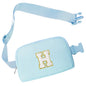 COSHAYSOO Pink Belt Bag Small Waist Fanny Pack Mini Crossbody Purse with Initial Preppy Letter Patch for Teen Girl Women Workout, Cross Body Chest Pouch Trending Birthday Gift Idea (S)