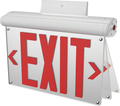 Lithonia Lighting BE W R SM M6 BE Basics Edge-Lit Exit Sign, White with Red Letters, Surface Mount