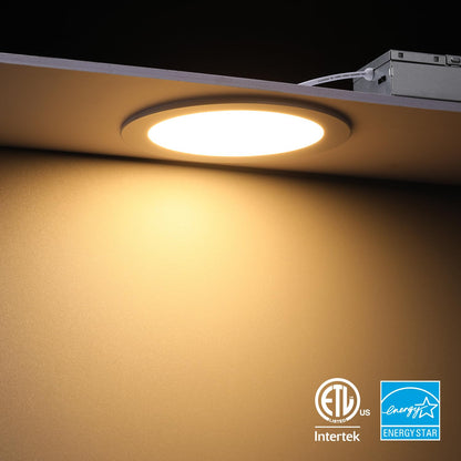 TORCHSTAR Basic Series 12-Pack 6 Inch Ultra-Thin LED Recessed Lighting with Junction Box, CRI90, Aluminum, 5000K Daylight, 5%-100% Dimmable Slim Recessed Downlight, 12W 1100LM, ETL and Energy Star