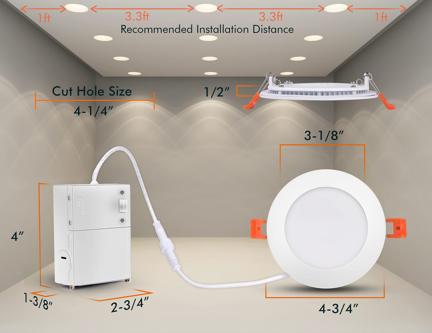 [6 Pack] CLOUDY BAY 4inch Smart WiFi LED Recessed Lights,RGBCW Color Changing Recessed Lighting,Compatible with Alexa and Google Home Assistant,10W 2700K-6500K,CRI90+ Wet Location,White Finish