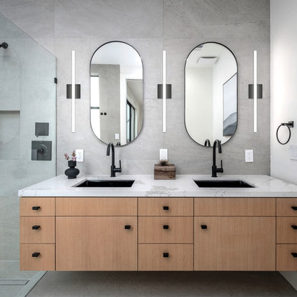 Combuh LED Bathroom Vanity Light Bar 16 Inch 9W Black IP44 Bathroom Light Fixtures Over Mirror Modern Bath Wall Lighting Fixture Sconce Indoor Cool White 6000K