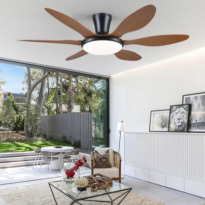 Ceiling Fans with Lights, 51 inch Modern Black Low Profile Ceiling Fan with Light and Remote App Control, Flush Mount, Quiet DC Reversible, Dim Led Ceiling Fan 6 Blade Softer Wind Indoor/Outdoor Patio