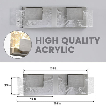 LED Bathroom Vanity Light: 24 inch Brushed Gold Acrylic Modern Lighting Fixtures - 3 Lights Contemporary Smoke Design Wall Lights Fixture Over Mirror 3000K