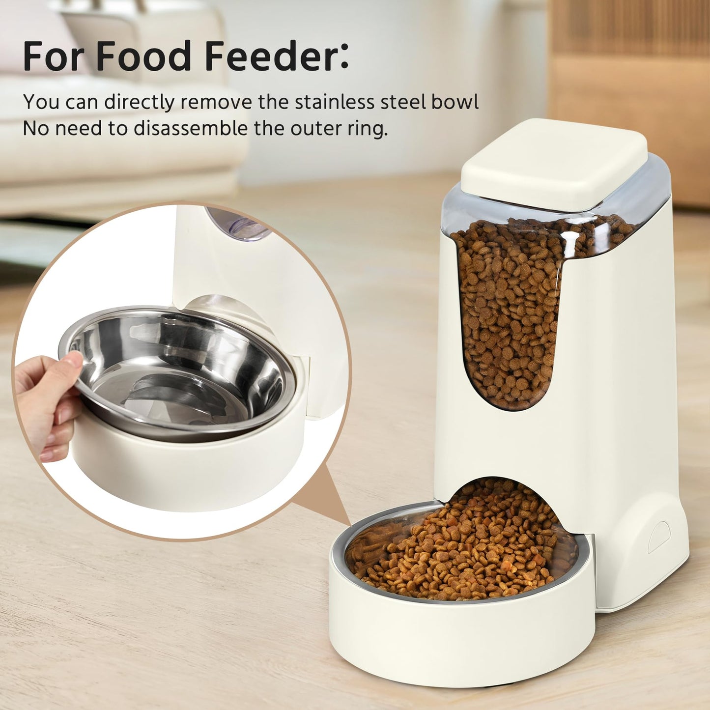 2 Pack Automatic Cat Feeder and Stainless Steel Water Dispenser, Gravity Dog Waterer Set Food Feeder and Waterer Set for Small Medium Kitten Puppy Pets(1 Gallon x 2, Charcoal Gray)