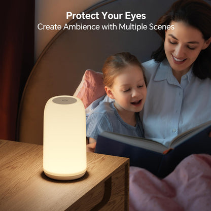 Touch Bedside Table Lamp, [Sleek Design & RGB Mode] 3 Way Dimmable Small Lamp for Bedroom, LED Lamp with Warm White Lights, Multi-Color Smart Nightstand Lamp for for Living Room Home Gifts