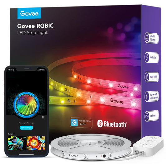 Govee RGBIC LED Strip Lights, Smart LED Lights for Bedroom, Bluetooth LED Lights APP Control, DIY Multiple Colors on One Line, Color Changing LED Strip Lighting Music Sync, Home Decor, 16.4ft