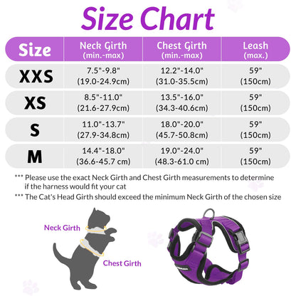 rabbitgoo Cat Harness and Leash for Walking, Escape Proof Soft Adjustable Vest Harnesses for Cats, Easy Control Breathable Reflective Strips Jacket, Black, XS