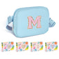 COSHAYSOO Pink Belt Bag Small Waist Fanny Pack Mini Crossbody Purse with Initial Preppy Letter Patch for Teen Girl Women Workout, Cross Body Chest Pouch Trending Birthday Gift Idea (S)
