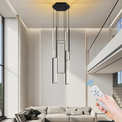 Modern Chandelier Modern Led Chandelier Adjustable Black Chandelier Lighting Fixture High Ceiling Chandelier Suitable for Living Room Staircase Villa