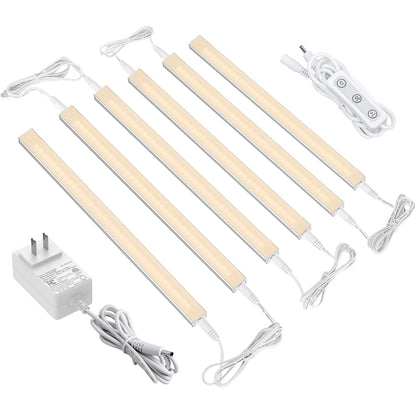 ASOKO Under Cabinet Led Light Plug in, Dimmable Daylight White 4500K, 3 Pack 12 inch Linkable Led Under Counter Lights for Kitchen, Shelf, Workbench, Cupboard, ETL Listed Plug 24V, UNO-LK 4500K