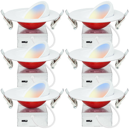 HONZIN 12 Pack 4 Inch Recessed Lighting, 5CCT Gimbal Led Recessed Light 4 Inch with Junction Box, Dimmable, 9W CRI90+, IC Rated, 2700K/3000K/3500K/4000K/5000K Selectable, No Fire Cone Needed