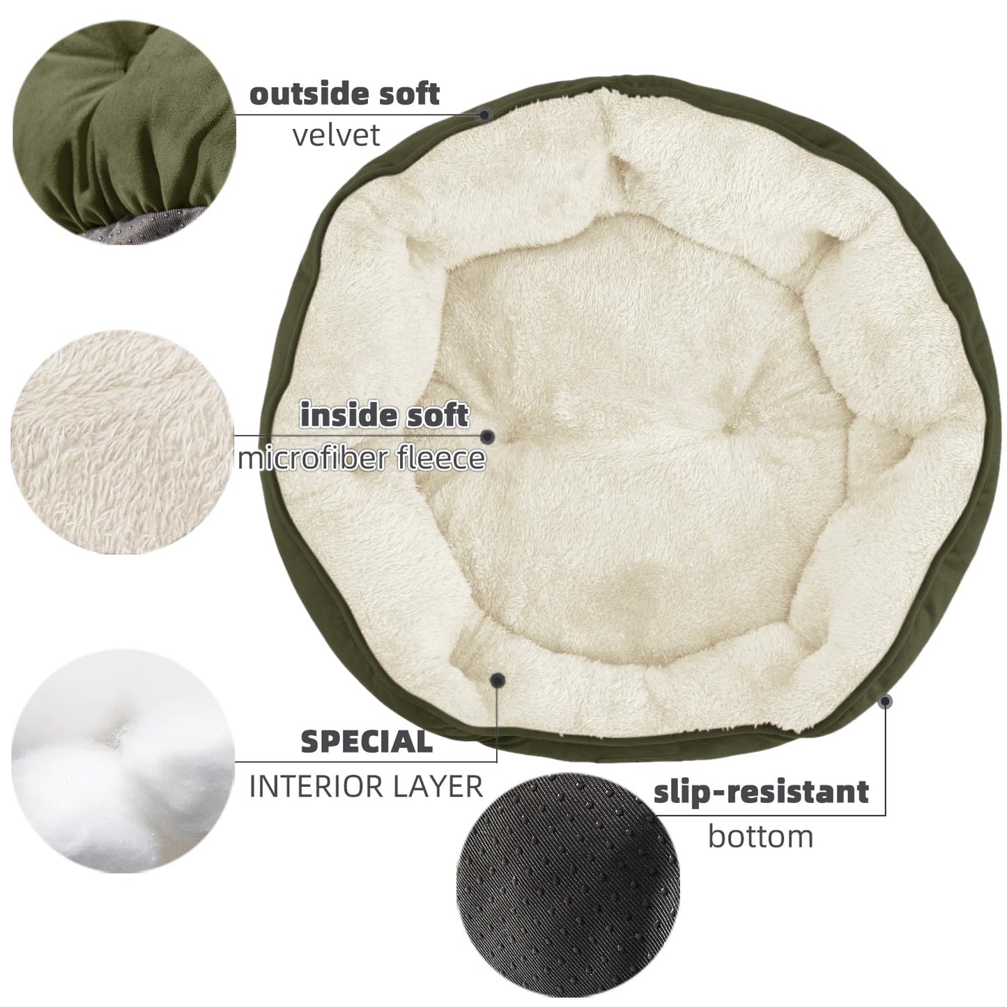 Asvin Small Dog Bed for Small Dogs, Cat Beds for Indoor Cats, Pet Bed for Puppy and Kitty, Extra Soft & Machine Washable with Anti-Slip & Water-Resistant Oxford Bottom, Grey, 20 inches