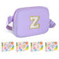 COSHAYSOO Pink Belt Bag Small Waist Fanny Pack Mini Crossbody Purse with Initial Preppy Letter Patch for Teen Girl Women Workout, Cross Body Chest Pouch Trending Birthday Gift Idea (S)