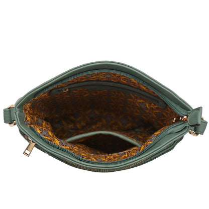 ALYSSA Triple Zip Pocket Large Crossbody Bag