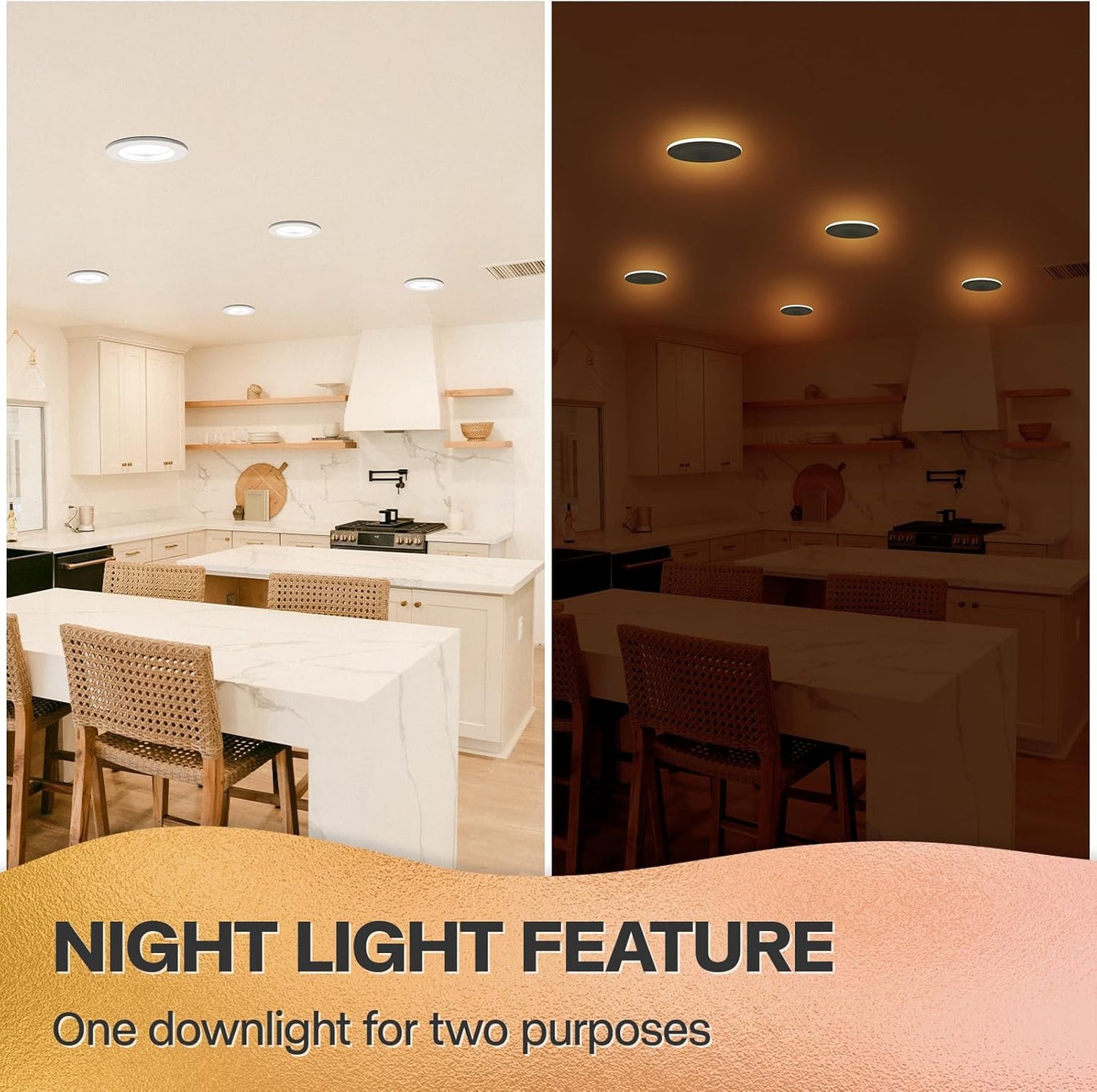 12 Pack 4 Inch Black LED Can Lights with Night Light, 5CCT Retrofit Recessed Lighting Selectable 2700K-6000K Dimmable, 9W=55W, 630LM Downlight with Metal Smooth Trim - ETL and Energy Star