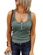 Saodimallsu Womens V Neck Tank Tops Summer Ribbed Sleeveless Henley Shirts Casual Loose Button Up Cami Knit Tees