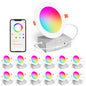 Smart Recessed Lighting 4 Inch RGBCW Color Changing 12W LED Downlight with Junction Box,1000 Lumen Recessed Ceiling Light Compatible with Alexa,Dimmable by Bluetooth Control -12Pack