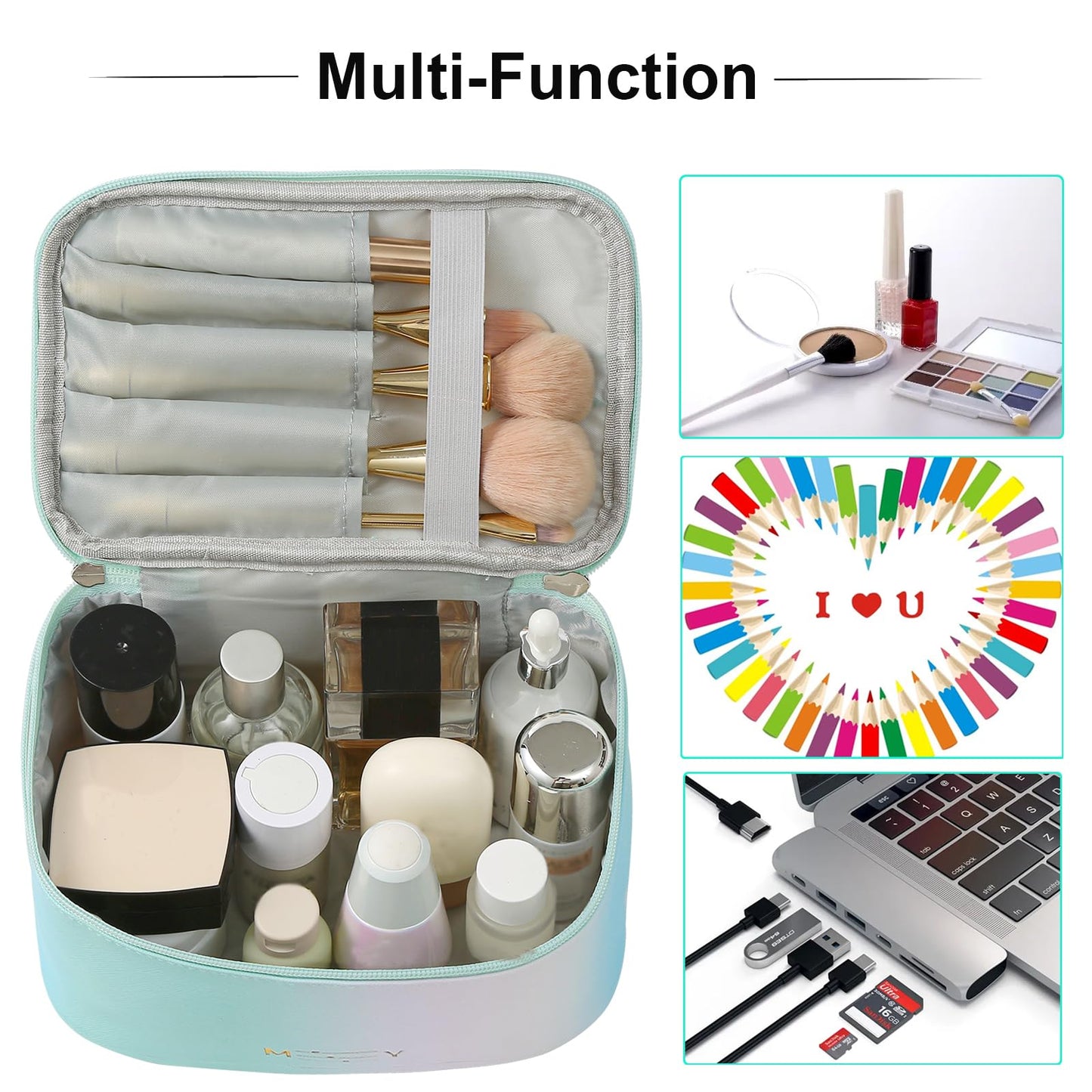 Meiyuuo Cute Makeup Bag Small Cosmetic Bags for Women Girls Gift for Teens Medium Pouch for Purse Essentials Toiletry Zip Pouch PU Waterproof Organizer Case (Cow Print)