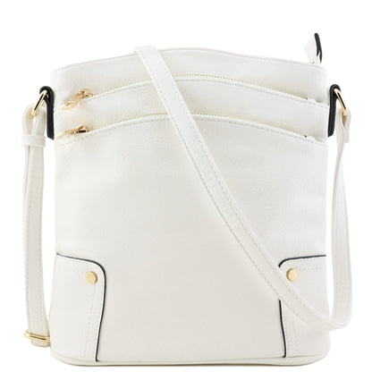ALYSSA Triple Zip Pocket Large Crossbody Bag