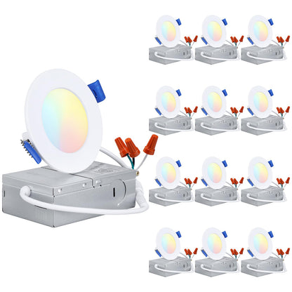 TORCHSTAR Basic Series 12-Pack 6 Inch Ultra-Thin LED Recessed Lighting with Junction Box, CRI90, Aluminum, 5000K Daylight, 5%-100% Dimmable Slim Recessed Downlight, 12W 1100LM, ETL and Energy Star