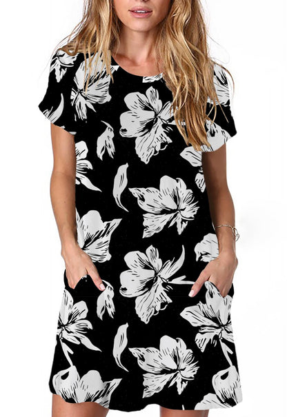 Alaster Women’s Casual Summer T Shirt Dress Loose Short Sleeve Tunic Dress with Pocket for Women