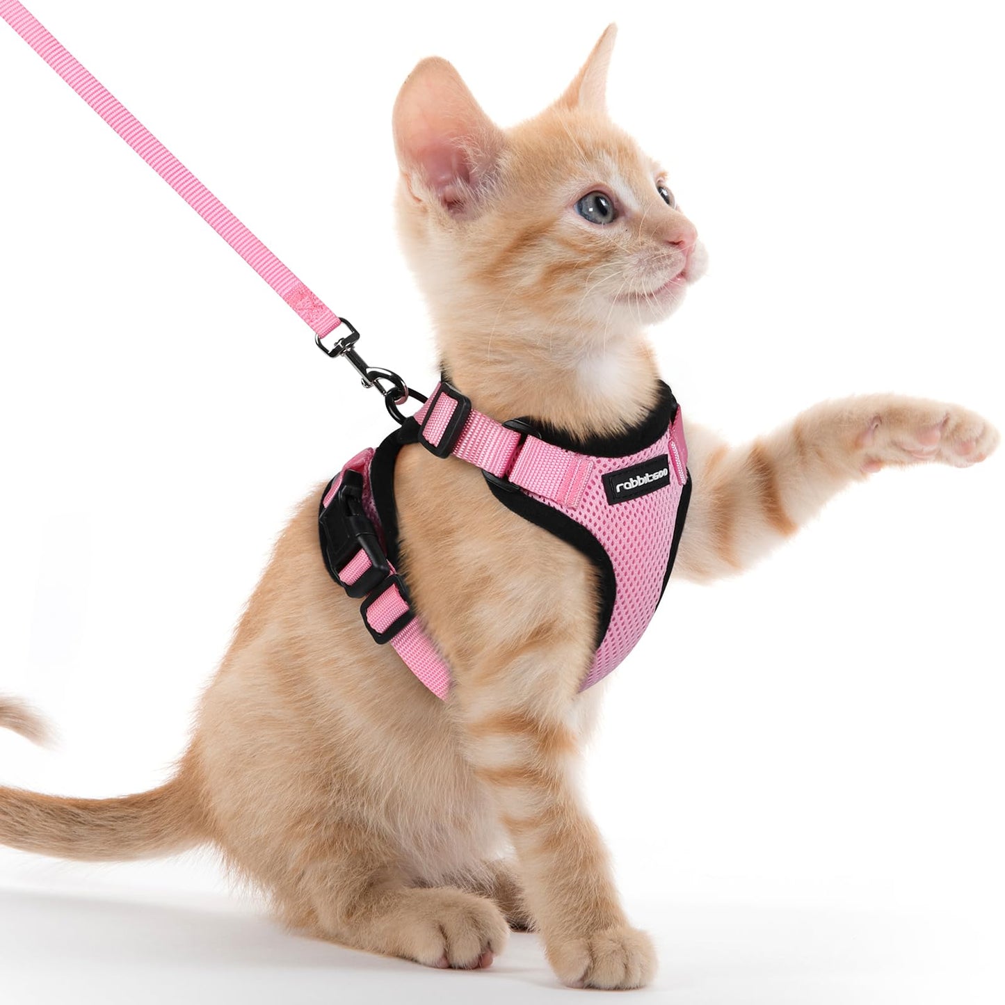 rabbitgoo Cat Harness and Leash for Walking, Escape Proof Soft Adjustable Vest Harnesses for Cats, Easy Control Breathable Reflective Strips Jacket, Black, XS