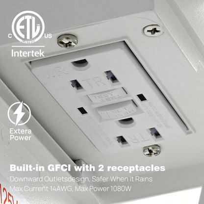 Dusk to Dawn Porch Lights with GFCI Outlets Waterproof Outdoor Wall Lights Exterior Lighting Fixtures Modern Outside Lights Wall Mount for House Patio Garage,Black,11.8''H,1PC