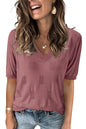 Arach&Cloz Women's Tops 2025 Spring Summer Short Sleeve Sweater Fashion Trendy Dressy Casual Outfit Versatile Knit Blouse