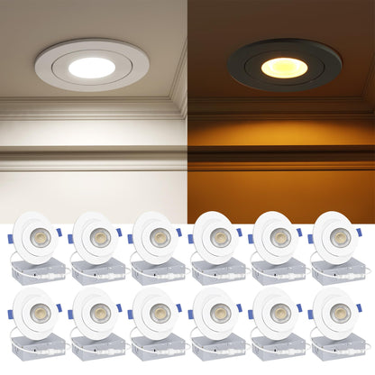 Ensenior 4 Pack 6 inch Gimbal Led Recessed Lighting with Night Light, 90° Rotatable and 2700K-5000K 5CCT Selectable, Dimmable Eyeball Recessed Lights, 1200LM, 12W=115W-FCC Certified
